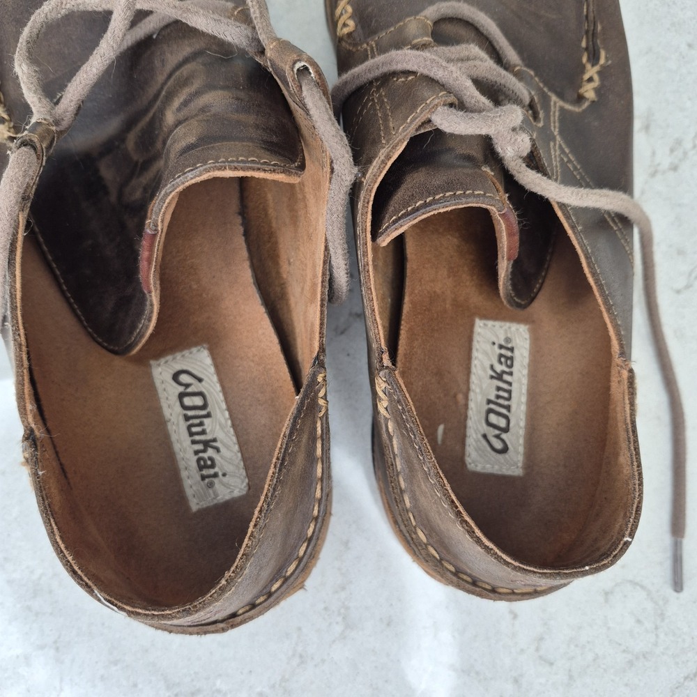 Olukai Shoes Ohana Lace Up Nubuck Men's Size 10.5‎ Slip On Brown - Picture 12 of 13